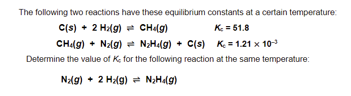 <p>Two seperate reactions have their on Kc.. when we combine the reactions what do we do to the Kc? (add/multiply/subtract/divide)</p>