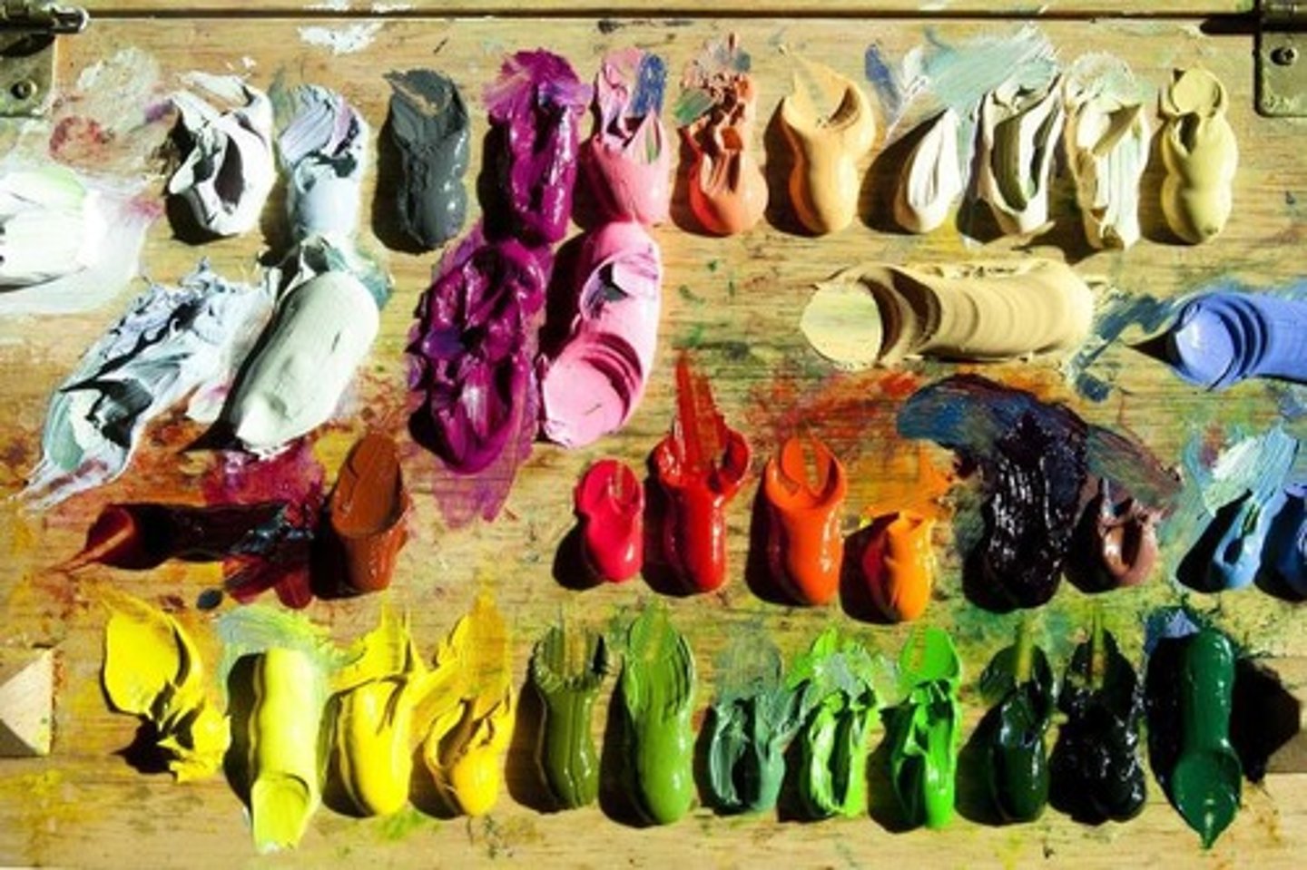 <p>A thick, shiny paint made by mixing pigment with oil, which takes several days to dry.</p>