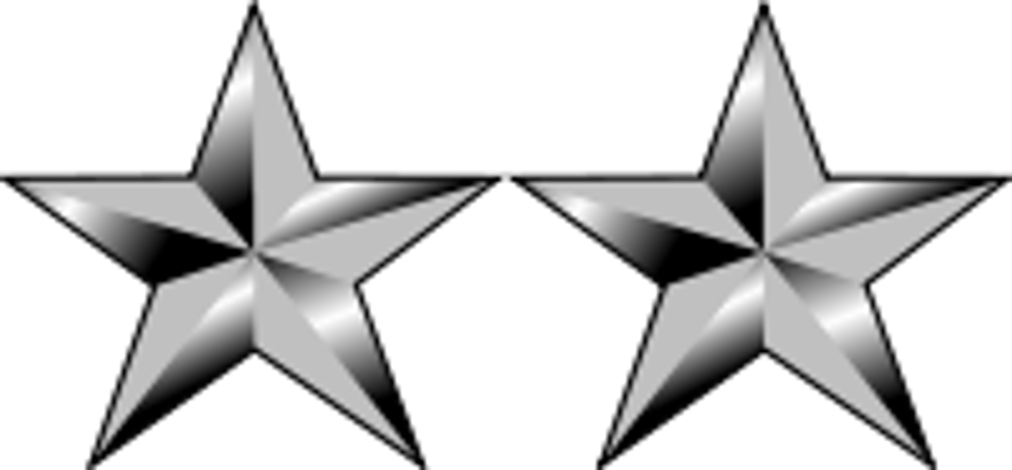 <p><span><span>Major General - Two silver stars</span></span></p>
