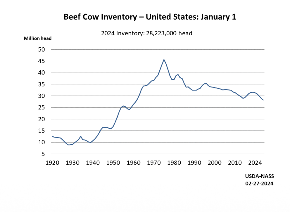<p>number of cows decrease in US while product increases</p><p>peak numbers of cows around 1970 and since slowly decreases </p>