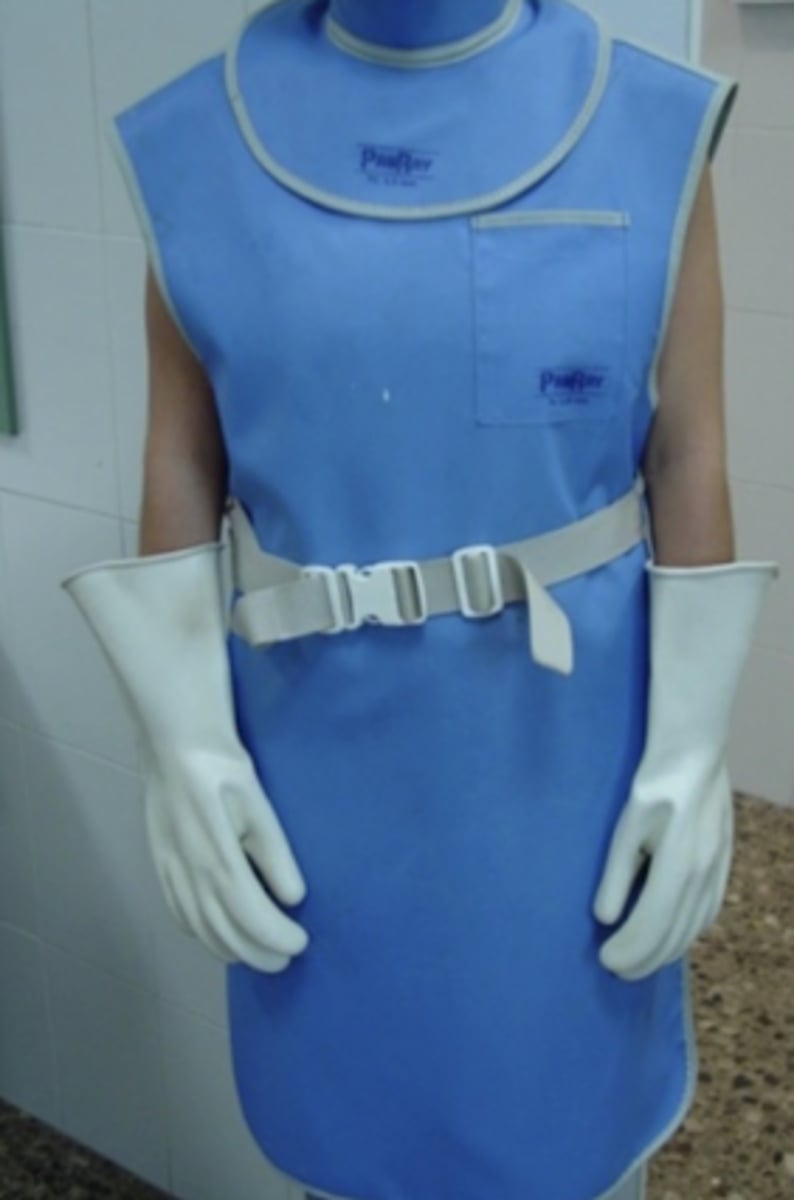 <p>for which type of imaging must the operator wear this? why?</p>