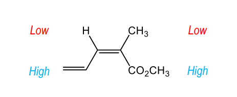 <p>Higher priority groups on either end of a double bond are both ‘above’/’below’ the double bond (Hint: think of it like connecting the same priority groups by tracing the shape of the letter Z)</p>