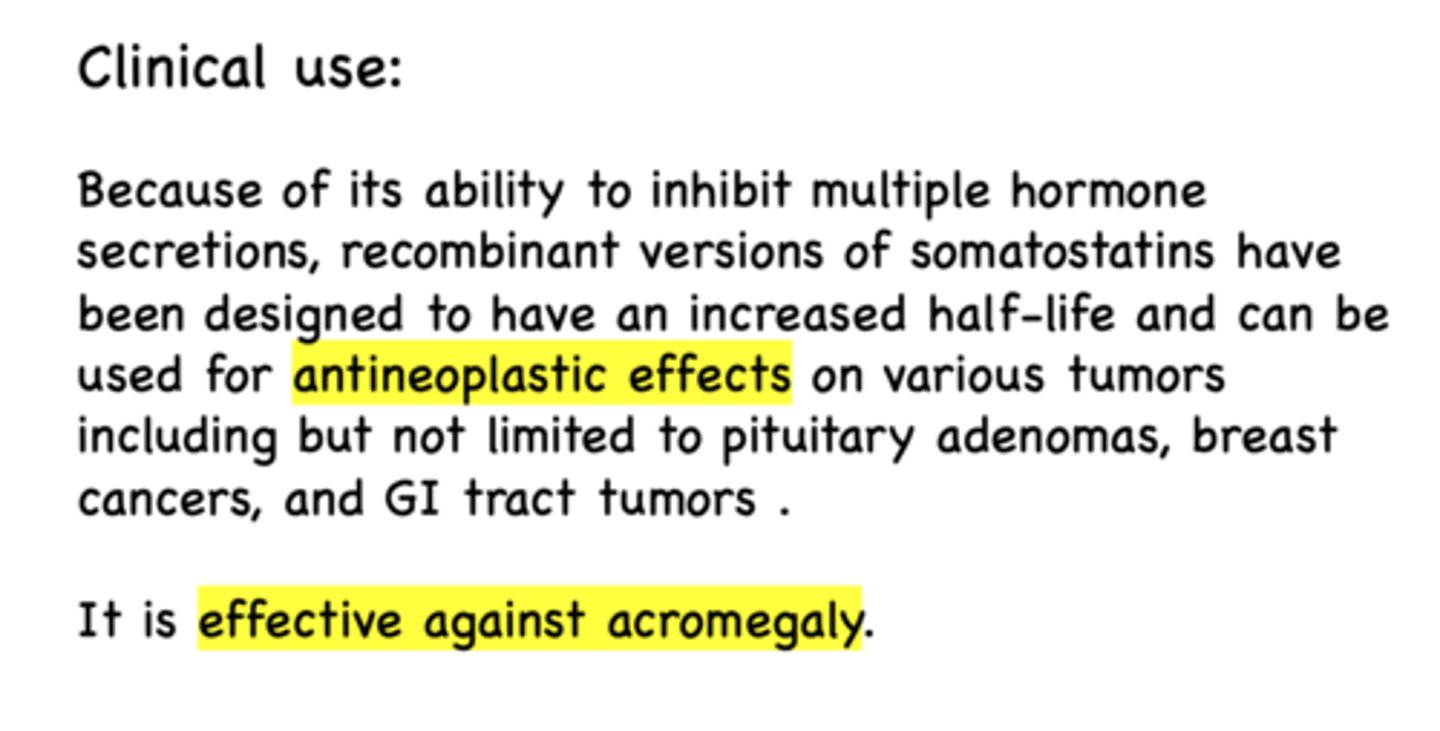 <p>antineoplastic effects (tumors) </p>