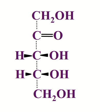 <p>Method of drawing sugar structures.</p><p>Solid wedge-shaped bonds project in front.</p><p>Dashed bonds point away.</p>
