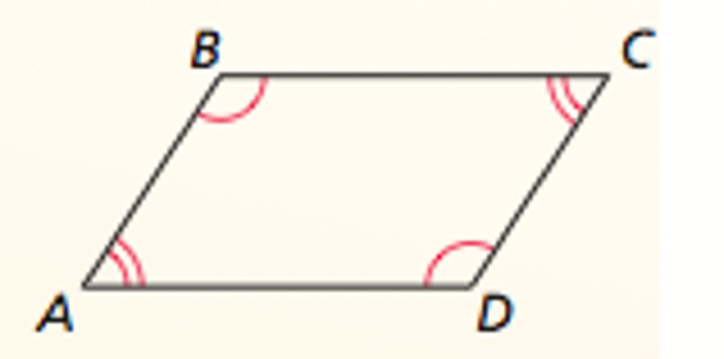 <p>If both pairs of opposite angles of a quadrilateral are congruent, then the quadrilateral is a parallelogram.</p>
