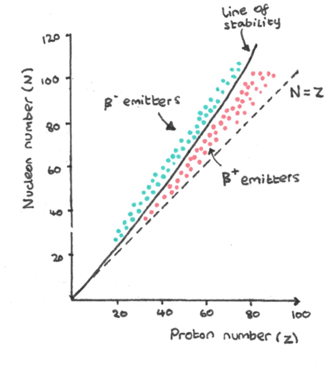 <p>The stable N/Z ratio for large atoms is greater than that of small atoms. This is due to the fact that once you add more nucleons to a nucleus, the protons on opposite ends of the nucleus will not experience the strong nuclear force; thus, protons will be more repelled from one another, resulting in less protons per neutrons in the nucleus.</p>