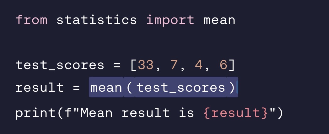 <p>In this scenario, why do we not need to state statistics.mean() to use the mean function from the statistics module?</p>