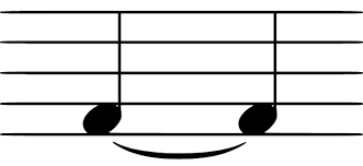 <p>Curved line, that connects the head of two notes of the same pitch</p><p>indicates two notes r to be played as a single note w/ no interruption</p>