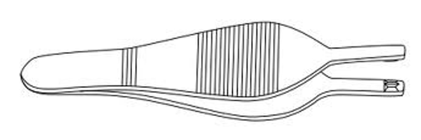 <p>- used to GRASP TISSUE in suturing</p><p>- usually in 4 inch lengths</p><p>- manufactured with or without teeth</p>