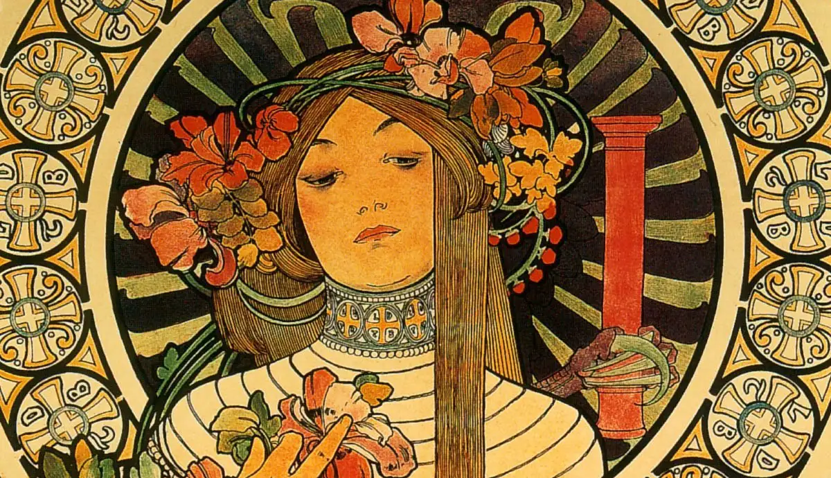 <p>Art Nouveau</p><p>Which used more natural forms such as flowers leaves and tendrils</p>