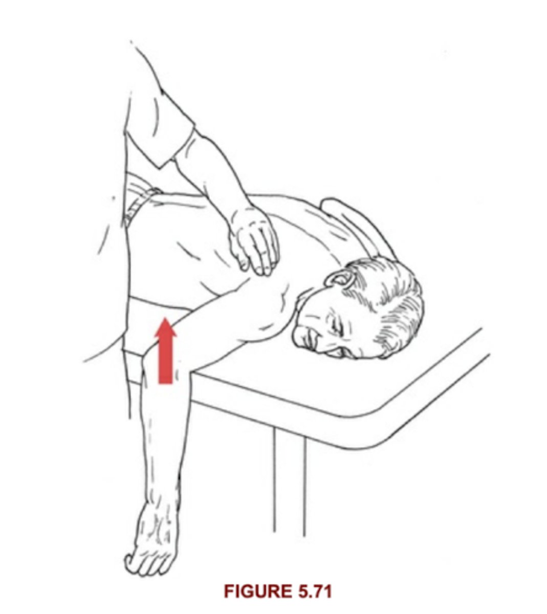 <p>Completes ROM without resistance, elbow can also be flexed</p>