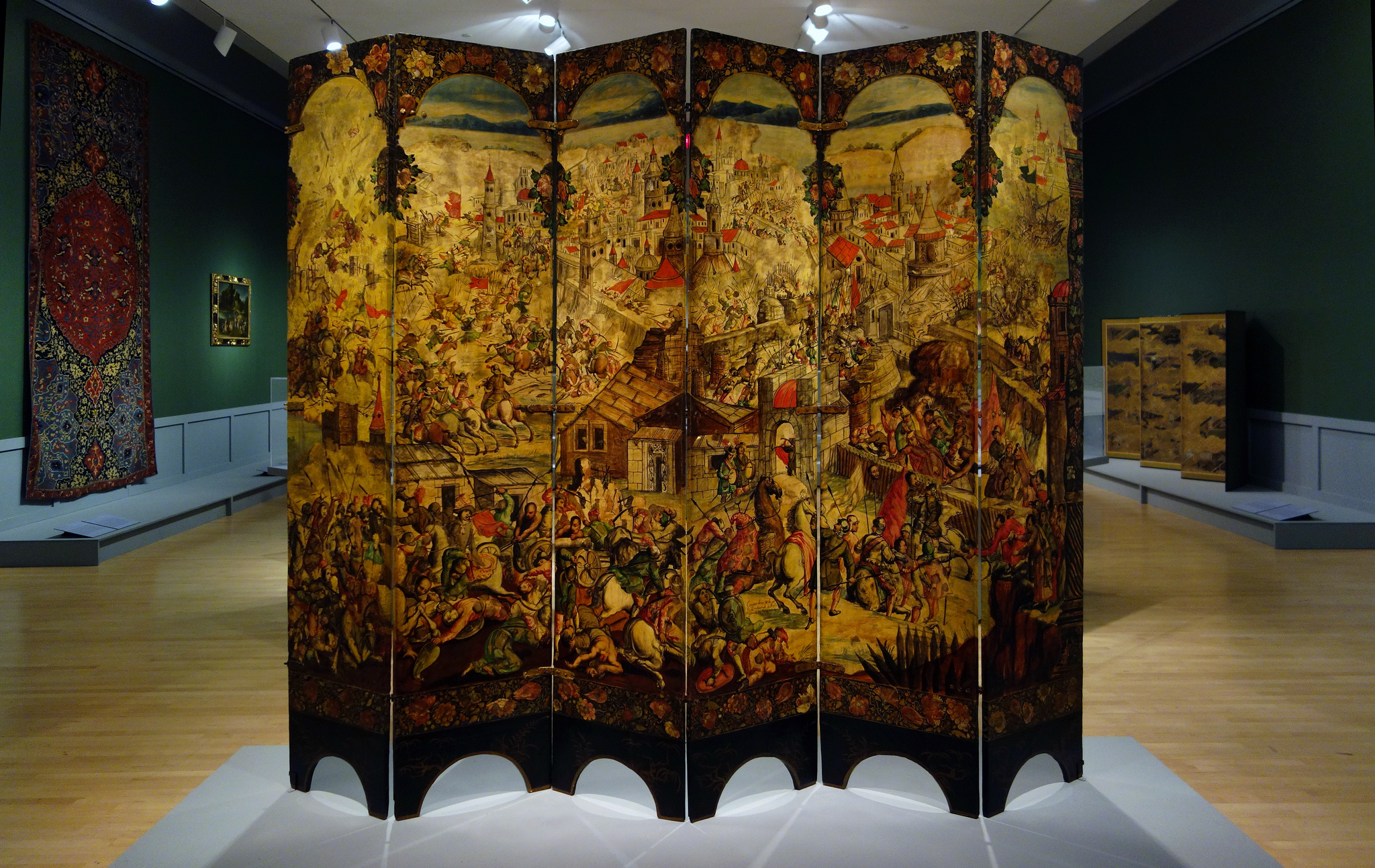<p>Screen with the Siege of Belgrade and Hunting Scenes</p>