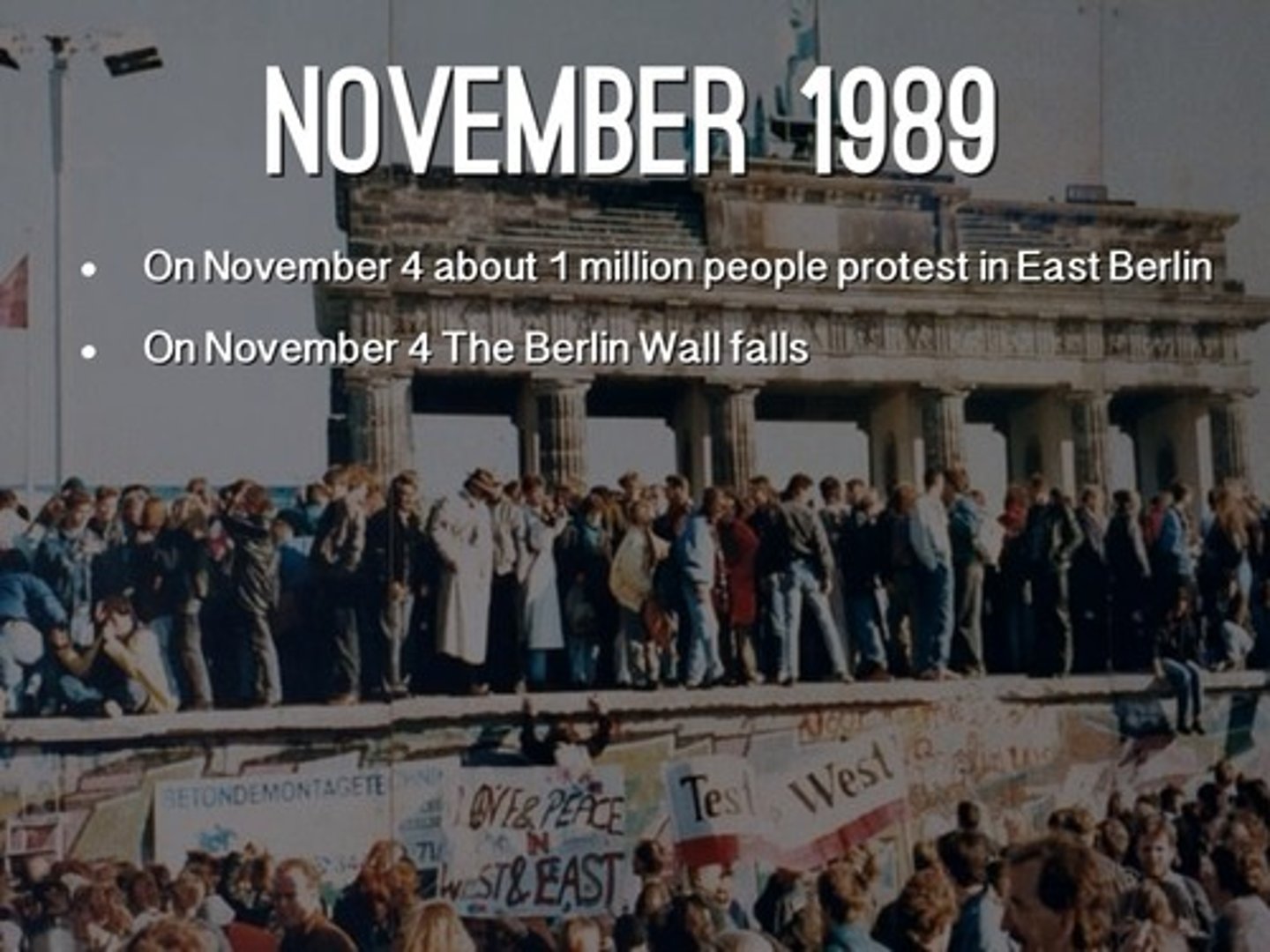 <p>In what year did the Berlin Wall come down?</p>