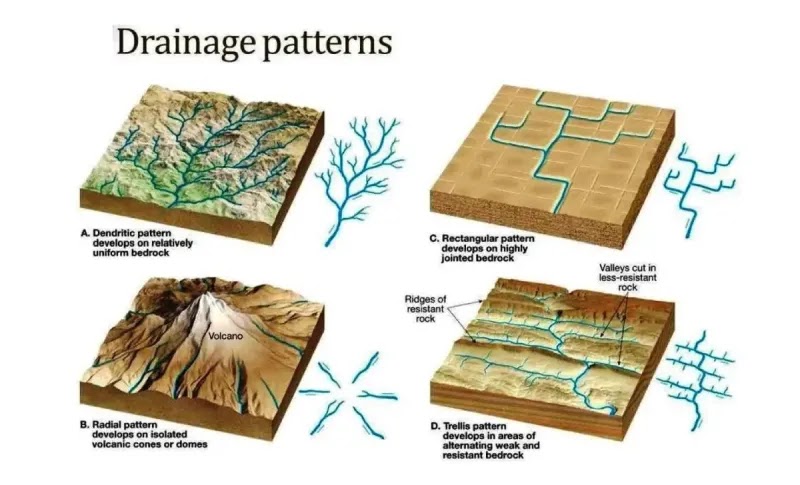 <p>What Drainage patterns are shown?</p>