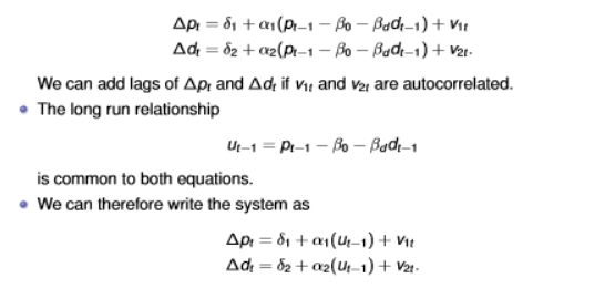 <ul><li><p>system behaves in such a way as to correct the equilibrium errors, ut-1</p></li></ul><p></p>