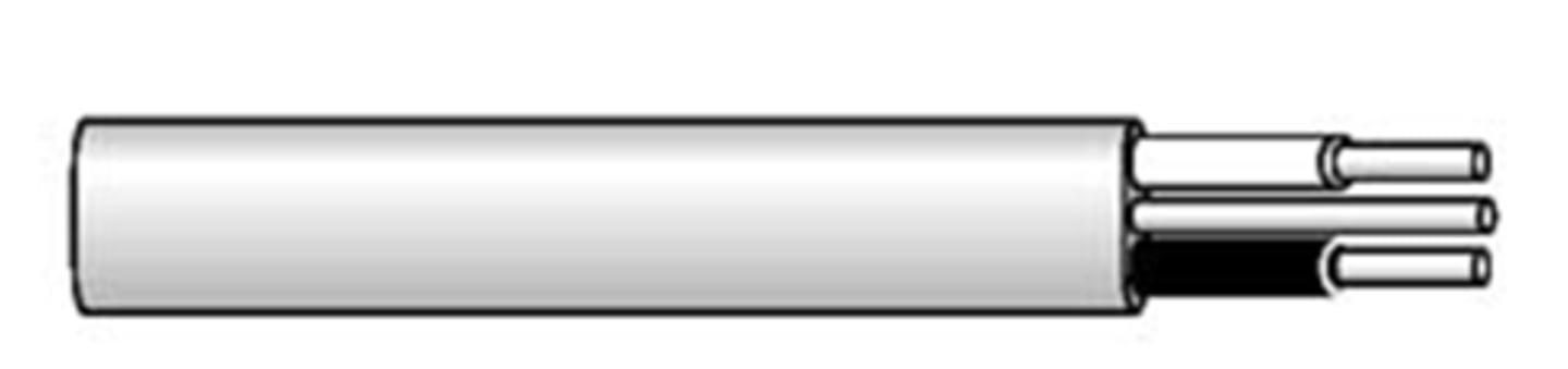 <p>A solid plastic covering is used on this cable making it suitable for direct burial of the cable. UF cable is sized like NM cable.</p>