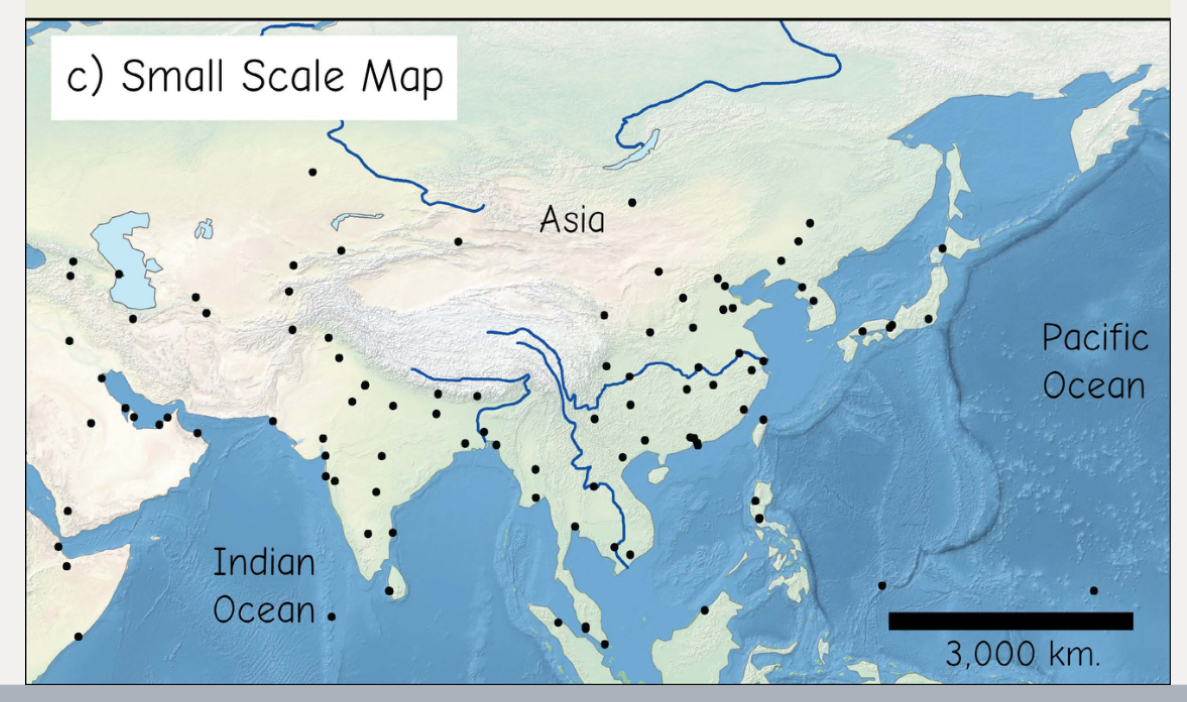 <p>Small area covered</p><p>Small ratio</p><p>Very little detail</p>