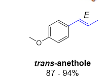 <p>trans!</p><p>methoxy para to the propene substituent</p><p>called trans anethole</p>