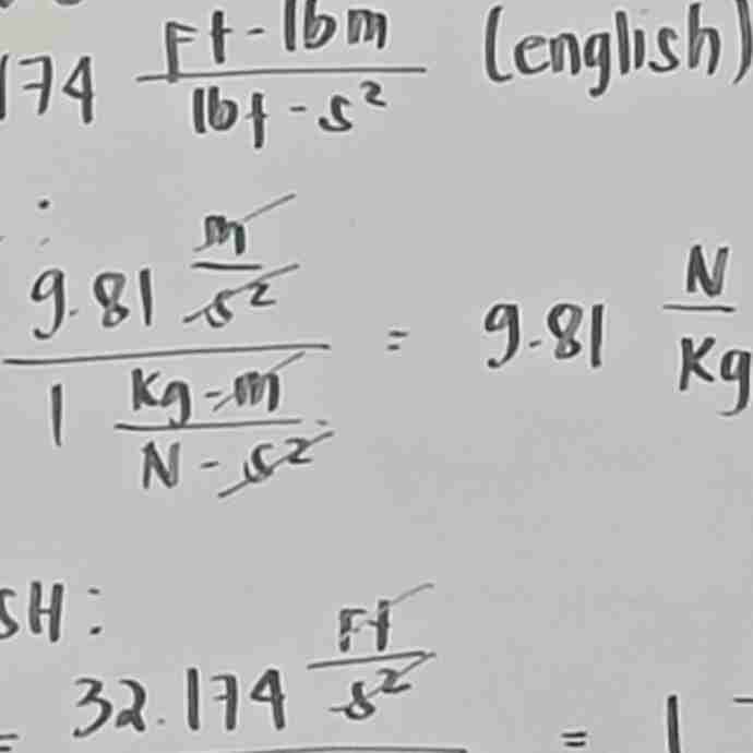 <p>In metric unit what is g/gc?</p>