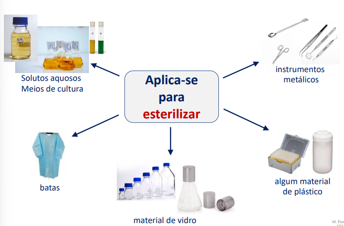 <ul><li><p>Vapor → O vapor sobre pressão permite eliminar todas as formas microbianas, incluindo esporos (na autoclave leva se a 121ºC )</p></li><li><p>Pasteurização:</p><ul><li><p>Usada para reduzir a carga microbiana</p></li><li><p>Preserva o sabor e valor nutritivo dos alimentos</p></li><li><p>Não esteriliza</p></li></ul></li><li><p>Fervura</p><ul><li><p>fervura em água 10 min destrói formas vegetativas</p></li><li><p>Não é esterilizante</p></li></ul></li></ul><p>Indica-se para esterilizar <strong>e </strong>descontaminar</p>