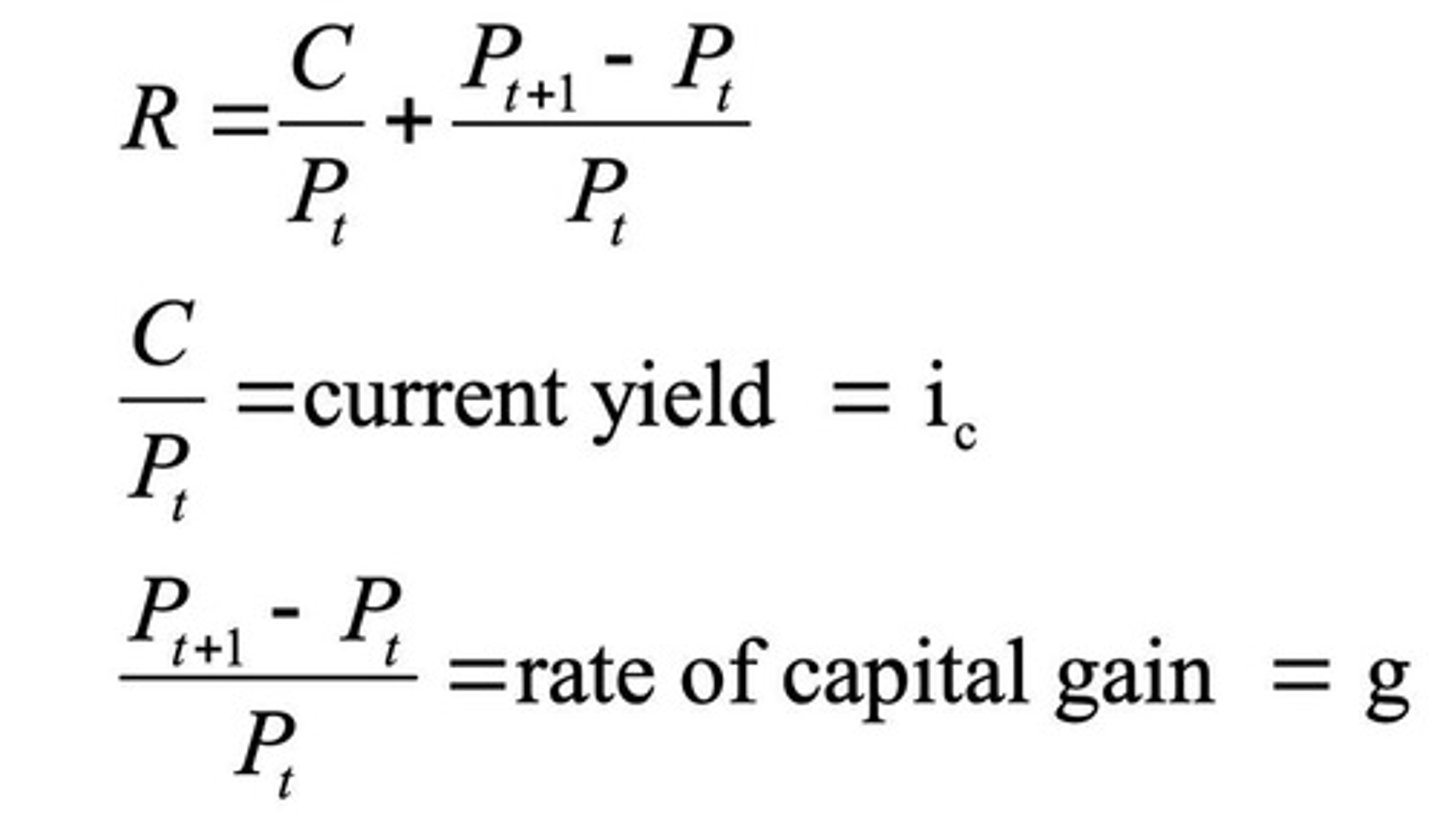 <p>Rate of return = (coupon payments + change in bond's price) / bond's initial price.</p>
