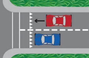 <p>A solid white line of triangles (pointing towards approaching vehicles) that shows where to yield or stop</p>