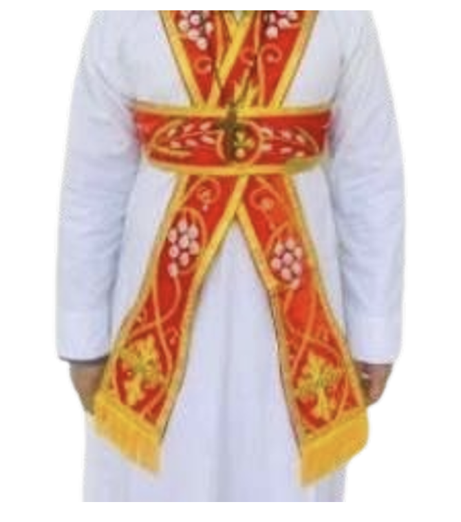 <p>What is the Syriac name of the red coloured church item in the picture? What does it represent symbolically?</p>