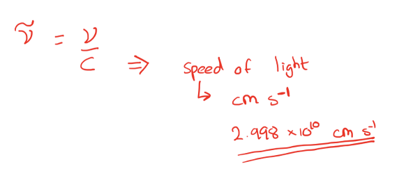 <p>frequency / speed of light in cm per second</p>