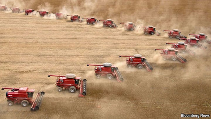 <p>Farming using land more intensively with high levels of input and output per area</p>