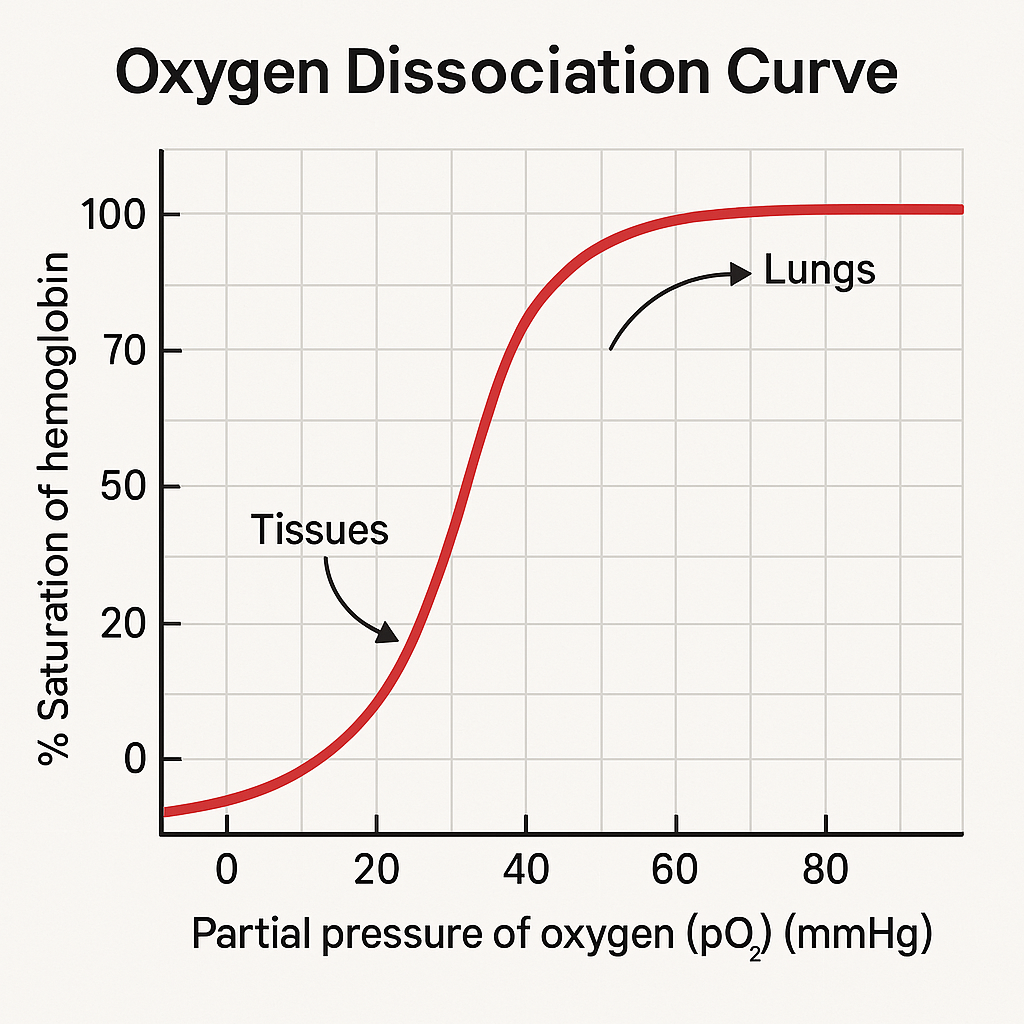 <ul><li><p><strong>The association (or loading) of oxygen is the process by which haemoglobin binds with oxygen. </strong>In humans, oxygen <span><strong>association</strong></span> occurs in the <span><strong>lungs</strong></span>.</p></li><li><p><strong>After oxygen association, the red blood cells transport the oxygen. </strong>Oxygen is transported from the lungs to the rest of the body.</p></li><li><p><strong>The dissociation (or unloading) of oxygen is the process by which oxygen is released from haemoglobin. </strong>In humans, oxygen <span><strong>dissociation</strong></span> occurs at cells which require oxygen, where haemoglobin returns to the lungs in order to bind to oxygen again.</p></li><li><p><strong>Affinity is the degree to which one substance combines with another. </strong>Haemoglobin has different <span><strong>affinities</strong></span> for oxygen molecules under different conditions.</p></li><li><p><strong>When oxygen concentration is high, haemoglobin has a high affinity for oxygen. </strong>This means that it will readily associate with oxygen and will dissociate with it less easily.</p></li><li><p><strong>When oxygen concentration is low, haemoglobin has a low affinity for oxygen. </strong>This means that it will readily dissociate with oxygen and will associate with it less easily.</p></li><li><p><strong>Haemoglobin changes its affinity for oxygen by changing its shape when in the presence of certain substances. </strong>For example, in <span><strong>high carbon dioxide</strong></span> (CO<span><sub>2</sub></span>) concentration, haemoglobin has a<span><strong> low affinity</strong></span> for oxygen, whereas in low CO<span><sub>2 </sub></span>concentration, haemoglobin has a high affinity for oxygen.</p></li><li><p><strong>Having changing affinities for oxygen means that oxygen is only associated/dissociated where necessary. </strong>This makes haemoglobin efficient at transporting oxygen because oxygen is readily associated at the gas exchange surface (the lungs) and readily dissociated at the tissues which need it.</p></li></ul><p></p>