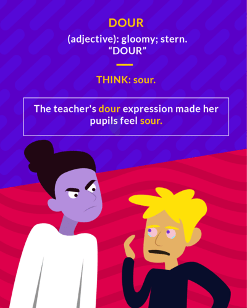 <p>stern, unyielding, gloomy, ill-humored</p>