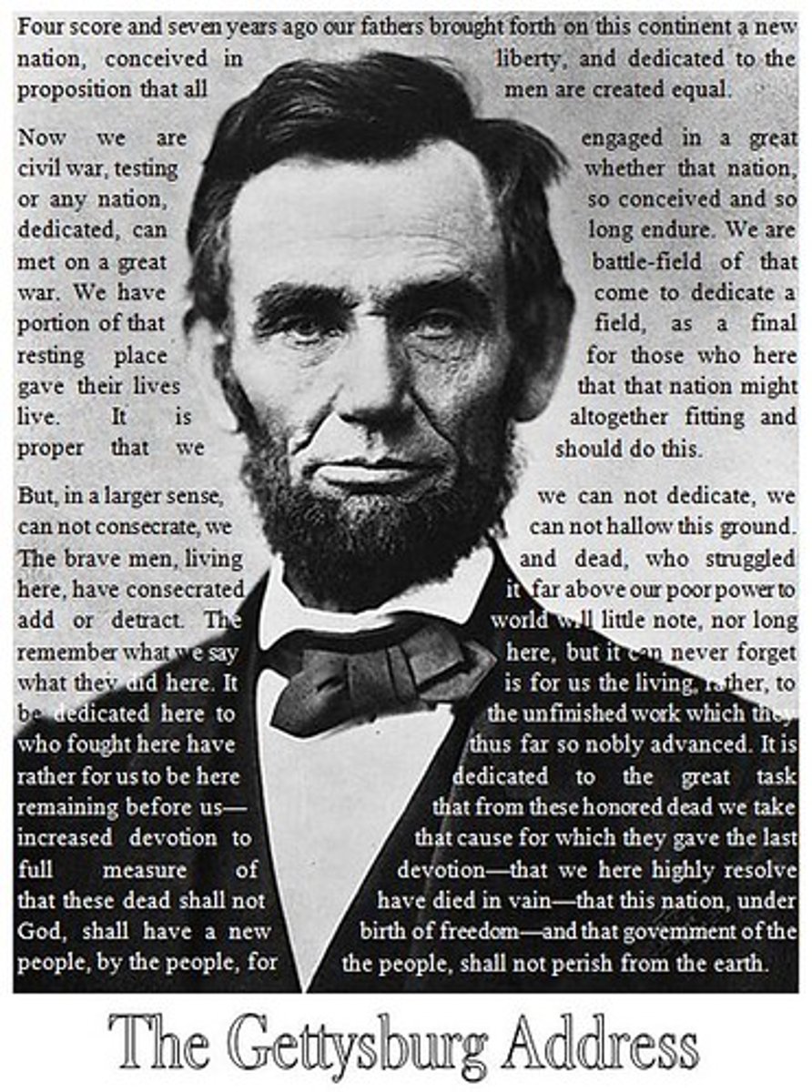 <p>By Lincoln at a cemetery for Union soldiers killed at the Battle Of Gettysburg during the American Civil War.</p>
