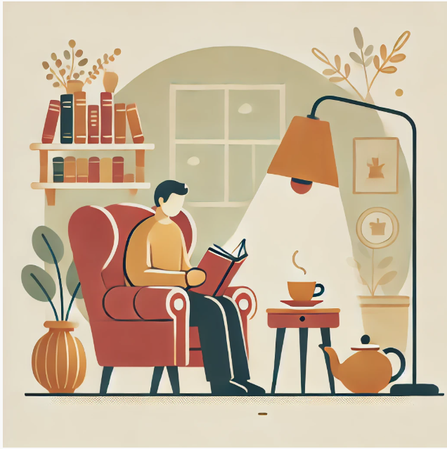 <p>To read a book</p>