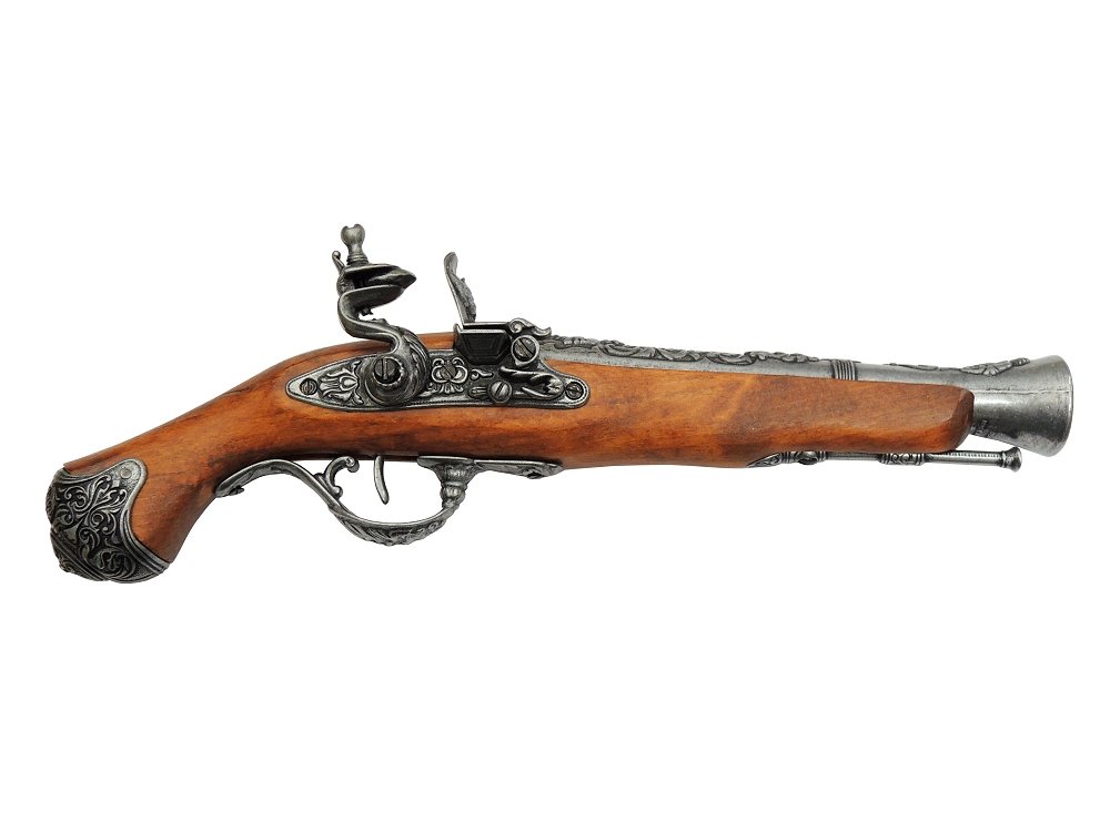 <p>EN:&nbsp;<span>A muzzle-loading firearm with a short barrel and flaring muzzle to facilitate loading</span></p><p></p><p><span>IT: Archibugio</span></p>