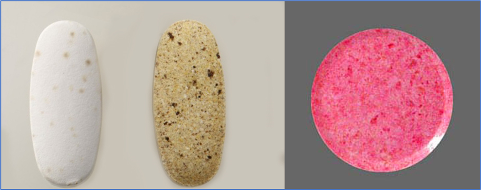 <p>unequal distribution of tablet color </p>