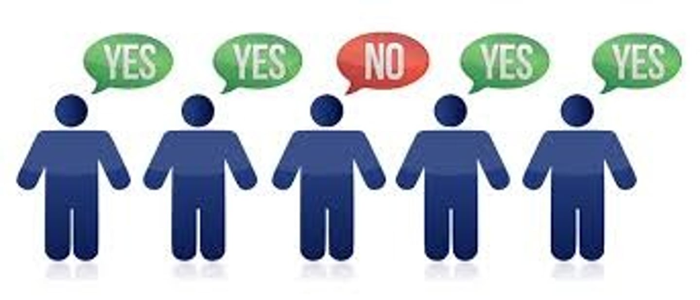 <p>det förslag som får flest röster vinner.</p>