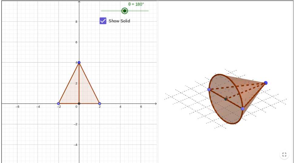 <p>A cone.</p><p>Radius = 2</p><p>Diameter = 4</p>
