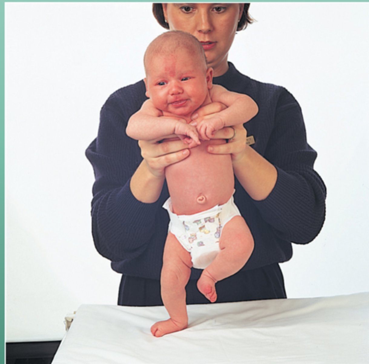 <p>Instinct for walking</p><p>Birth to 2 mo</p><p>Appear to walk when held upright with feet on flat surface</p>