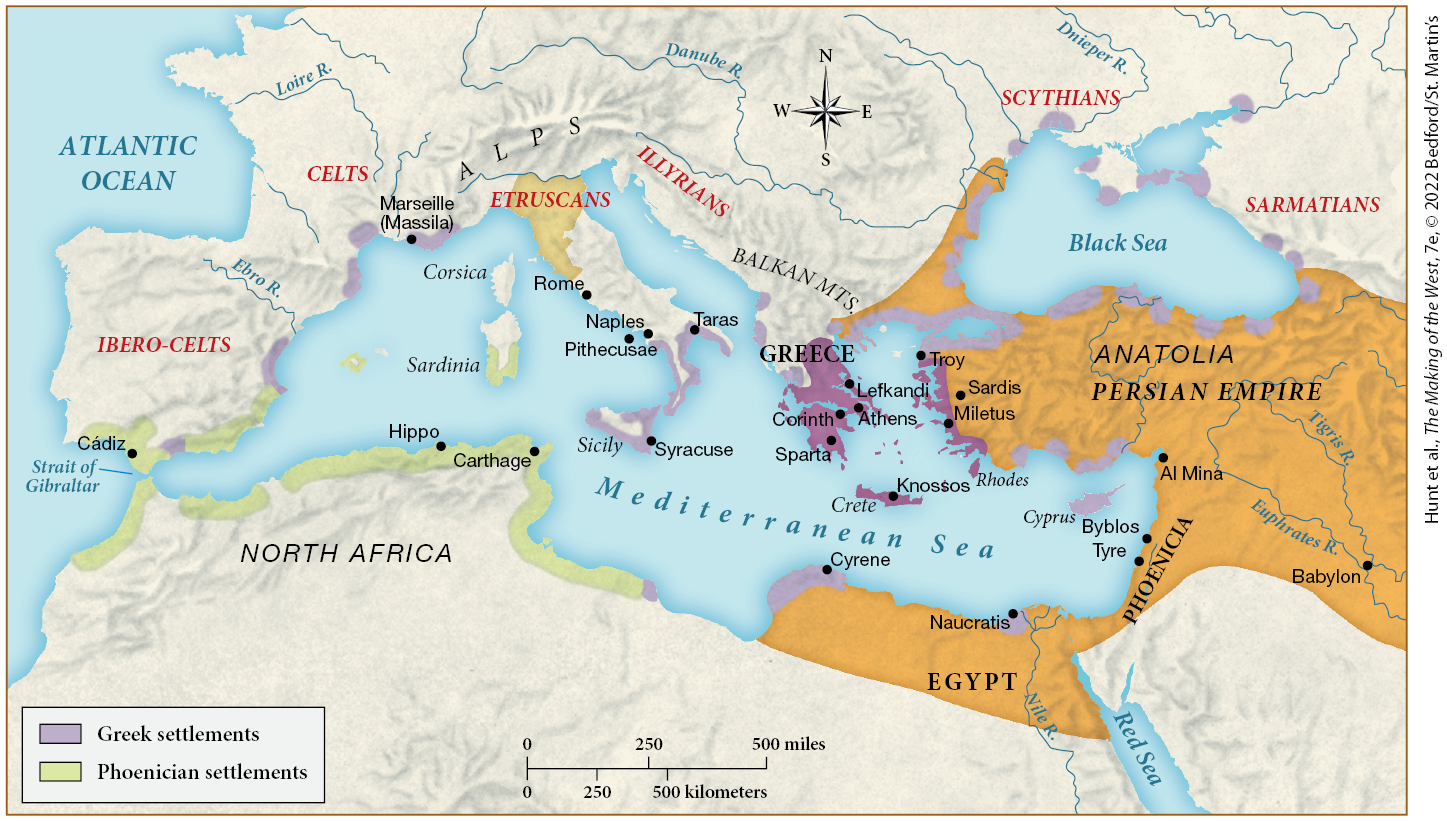 <p><span>By 500 B.C.E., most of the Phoenician settlements were located</span></p>