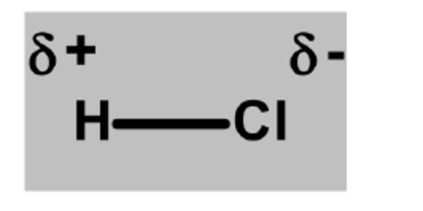 <p>Der elektropositivere Bindungspartner trägt eine mit δ+ gekennzeichnete positive Partialladung,</p><p>der elektronegativere eine mit δ- gekennzeichnete negative Partialladung.</p>