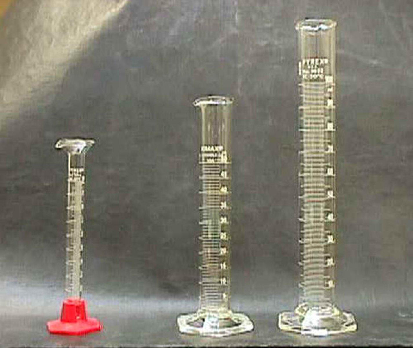 <p>instrument used to measure volume of a liquid- read at eye level (3 sig figs)</p>