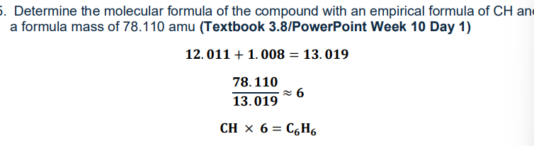 <p>Formula mass/ Empirical Formula</p>