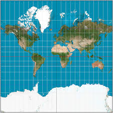 <p>A cylindrical projection </p><ul><li><p>1569 by Gerardus Mercator, Parallel lines of longitude and latitude </p></li><li><p>True to direction </p></li><li><p>Accurate Shape</p></li><li><p>Sizing is extremely incorrect</p></li></ul><p></p>