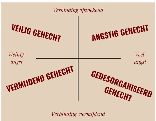 <p>Er is amper een gezond intern werkmodel rond de eigen ik waardoor er weinig zelfvertrouwen en greep op zichzelf is bij het kind. Het interne werkmodel van het kind zegt “ik besta niet los van de andere, ik kan mezelf niet redden, op volwassenen kan je niet terugvallen”. Deze opvattingen over zichzelf en anderen leiden tot gevoelens van onveiligheid en angst. Er is geen inzicht of grip op de eigen gevoelens waardoor deze niet altijd geplaatst kunnen worden.</p><p>Deze kinderen hebben vaak moeite met logisch ordenen en leggen verkeerde verbanden. Ze kunnen niet op zichzelf terugvallen, hebben vaak een negatief zelfbeeld en beleven weinig plezier aan zichzelf.</p>