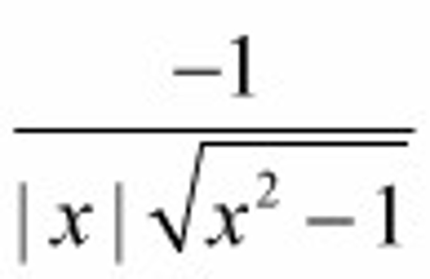 <p>-1/|x|sqrt(x^2-1)</p>