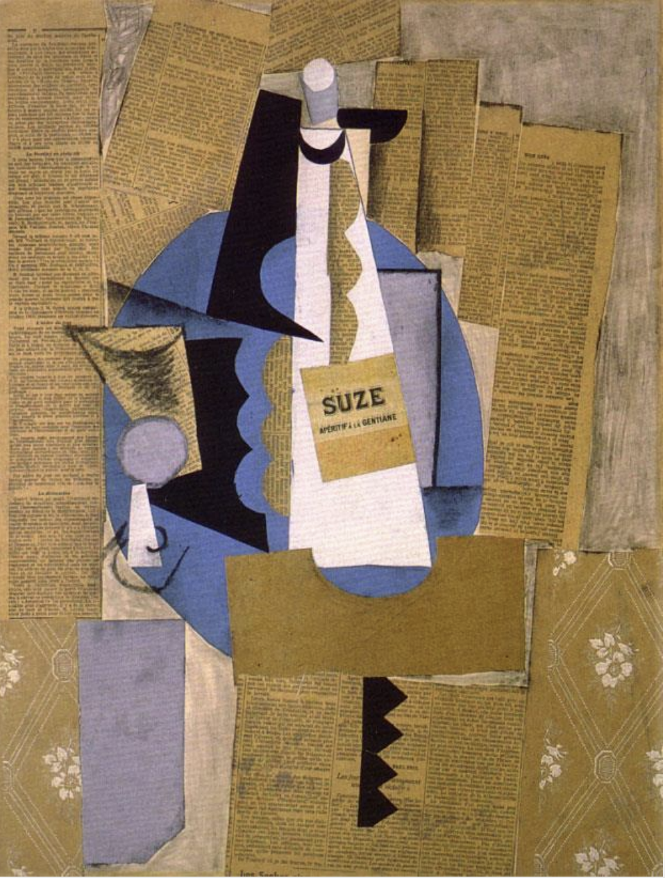 <p></p><ul><li><p><span><strong>Key Features</strong>:<br><br></span></p><ul><li><p><span>A still life of a glass and bottle of Suze, a French aperitif, depicted through fragmented, geometric forms.<br><br></span></p></li><li><p><span>The piece emphasizes Picasso’s ongoing exploration of Cubism and the deconstruction of everyday objects.<br><br></span></p></li><li><p><span>The focus on texture and form creates a new way of seeing ordinary items.<br><br></span></p></li></ul></li></ul><p><span><strong>Memorable Fact</strong>: This painting exemplifies Picasso’s innovation in Cubism, turning a simple subject into a complex visual puzzle.<br></span></p>