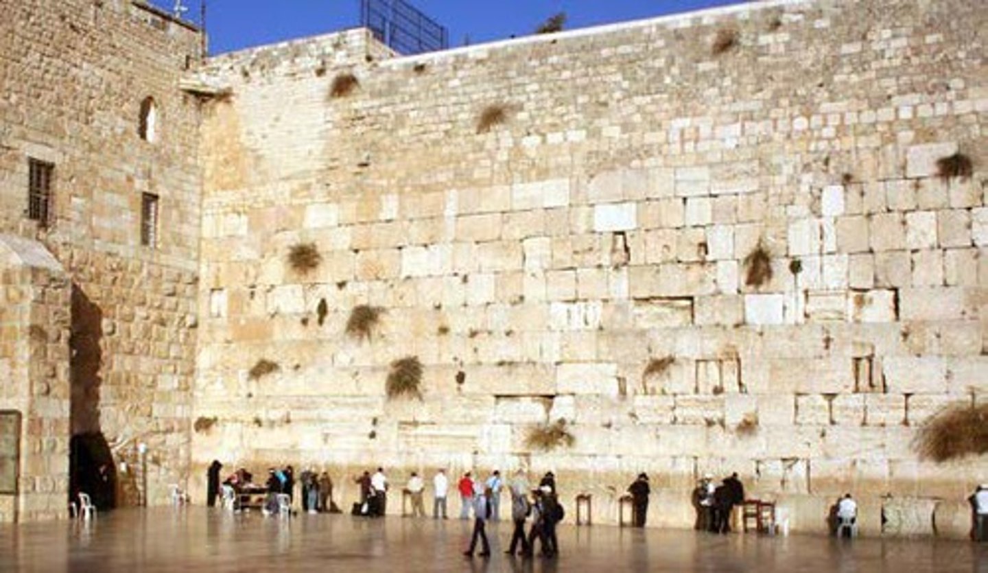 <p>The only part of the Second Jewish Temple that remains today. People go there to pray</p>