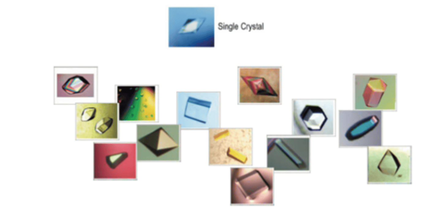 <p>-Crystals come in all shapes and sizes</p><p>-The typical size of a crystal is 0.3 nm x 0.3 nm x 0.1 nm</p><p>-Want crystal to have linear edges and be symmetrical</p><p>-This is what your crystals should look like</p>