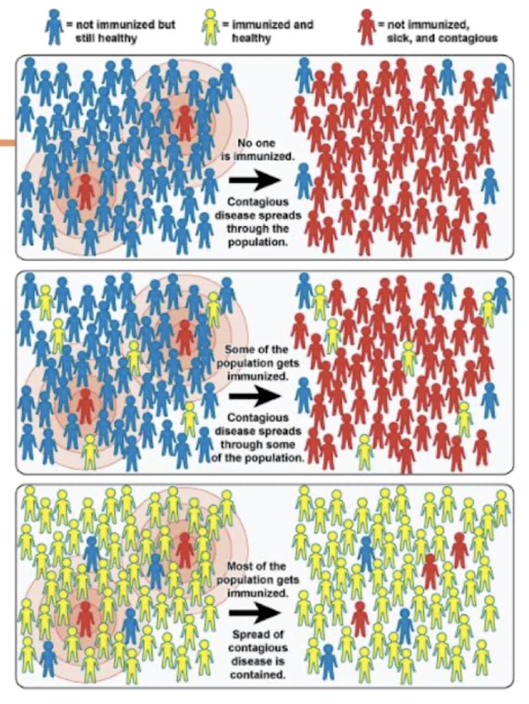 <ul><li><p>Population Immunity</p></li><li><p>Fraction of population that needs to be immune to protect the rest</p><ul><li><p>Depends on how infectious the disease is</p></li></ul></li></ul><p></p>