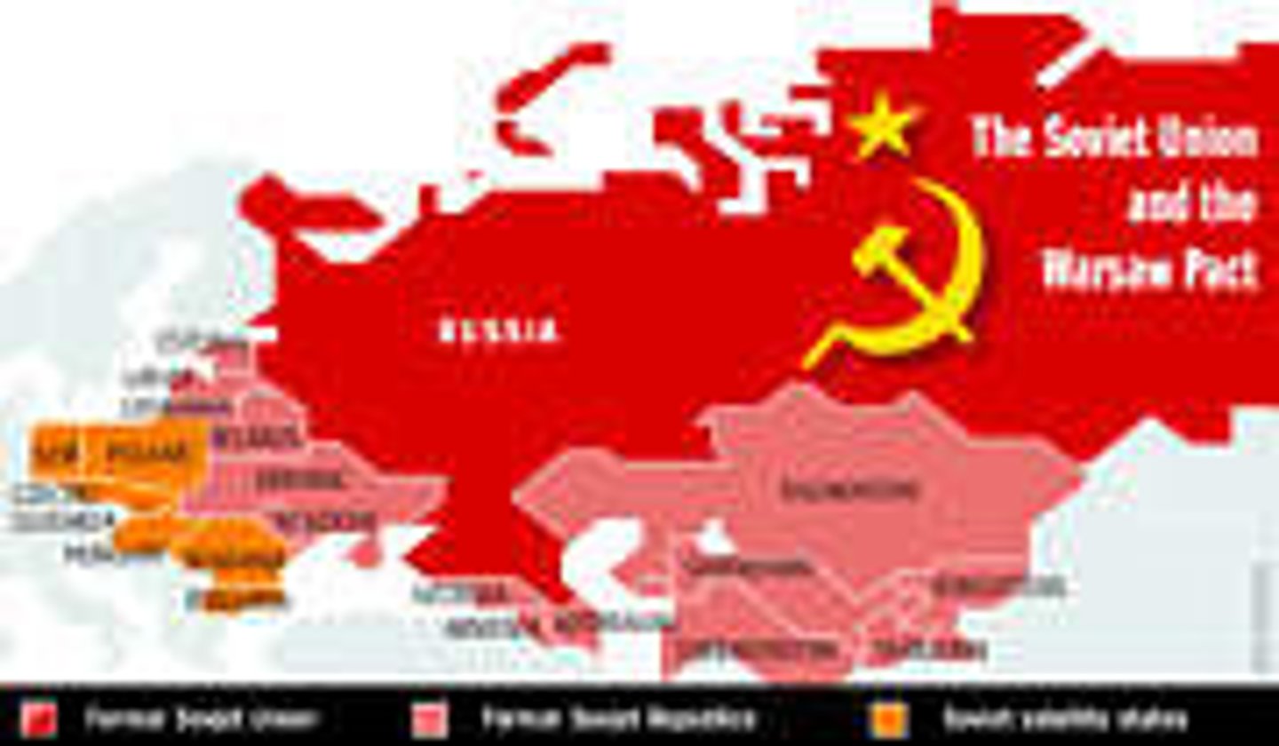 <p>A military alliance, formed in 1955, of the Soviet Union and its Eastern European satellite nations.</p>